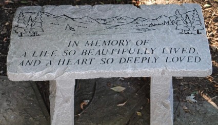 Memorial Stone Bench (Mountains/In Memory) Stone Bench