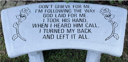 Memorial Stone Bench ROSE (Don't Grieve) Stone Bench