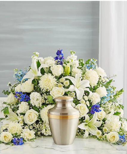 Memorial Urn Blue White Center - 00193 