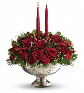 Mercury Glass Bowl Bouquet  