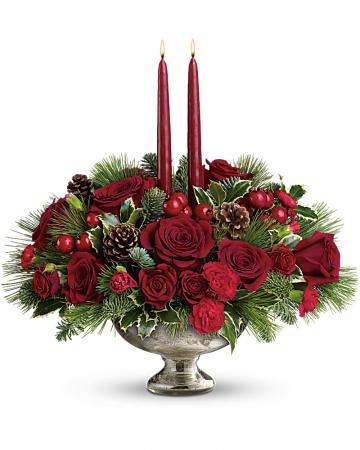 Mercury Glass Bowl Bouquet 