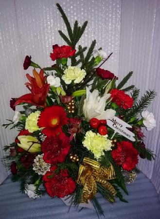Merry Christmas Arrangement Container