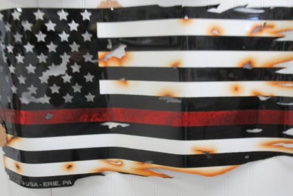 Metal American Flag Firefighter 