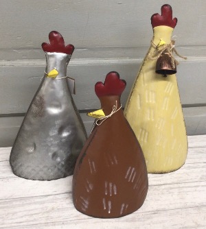 Metal Chicken Sitters Set of 3