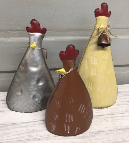 Metal Chicken Sitters Set of 3