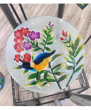 Bird Bath Metal Stand / Glass Top