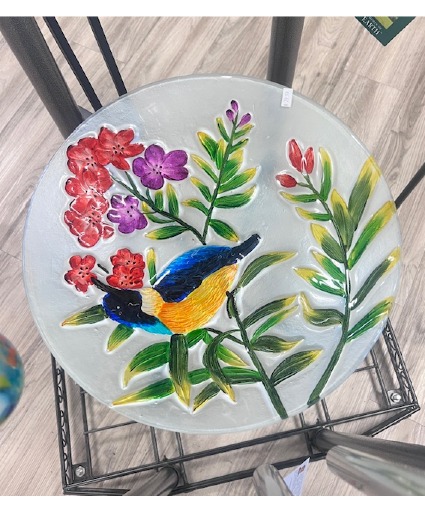 Bird Bath Metal Stand / Glass Top