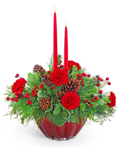 Metallic Red Glow Flower Arrangement