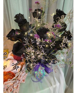 Midnight black Roses Vase Arrangement