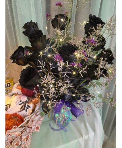 Midnight black Roses Vase Arrangement