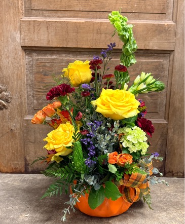 Midnight Blooms Ceramic Pumpkin in Bozeman, MT | BOUQUETS AND MORE