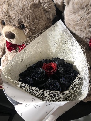 Midnight Glitz Red Luxury Glittered Rose in New Haven, CT