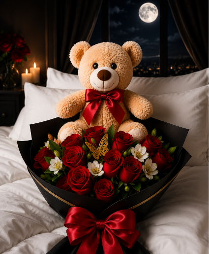 Midnight Rose Cuddle Call Us for Faster Service & Daily Specials: (915) 303-8500 Text Us to Order Anytime: (915) 505-3708 Your trusted source for Flowers & Delivery in El Paso TX 