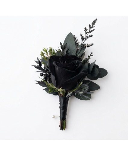 Midnight Rose Fresh Boutonniere