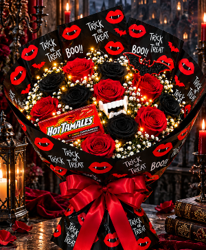 Midnight's Spicy Bite Bouquet Call Us for Faster Service & Daily Specials: (915) 303-8500 Text Us to Order Anytime: (915) 505-3708 Your trusted source for Flowers & Delivery in El Paso TX 