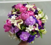 MINI CALLA LILIES, MINI CARNATIONS, STEPHANOTIS, S WEDDING BOUQUET