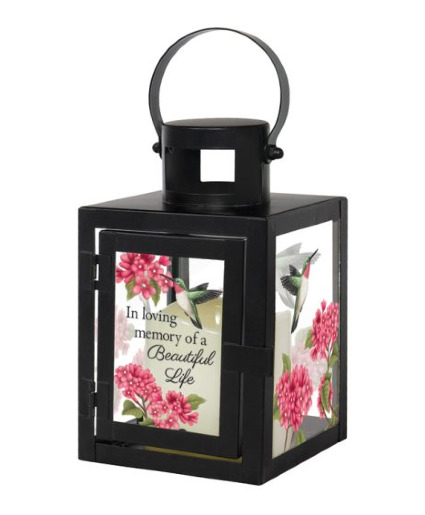 Mini Lantern with Hummingbird In loving memory of a beautiful life