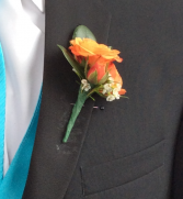 Mini Rose (Orange) Boutonniere