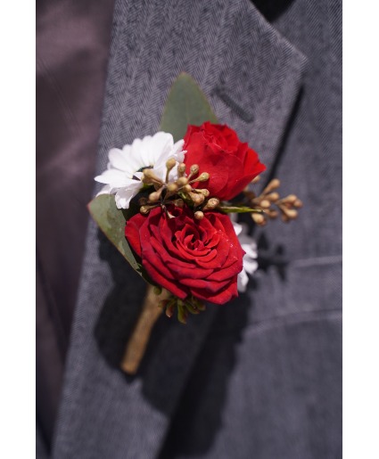 Miniature Red Rose Magnetic Boutonniere