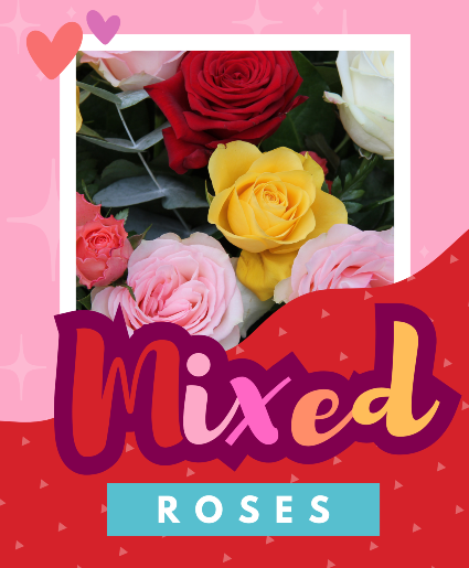 Mixed Colors Roses Fresh Vase Arrangement