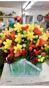 Mixed Edible Fruit Basket Mix of fruits pineapple , watermelon, grapes , cantaloupe 