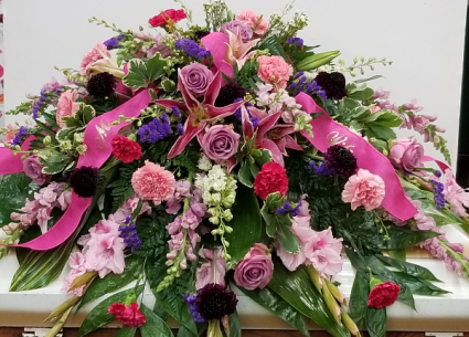 Mixed Pinks, Purples Casket Spray