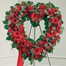 mixed red open heart  Standing Spray