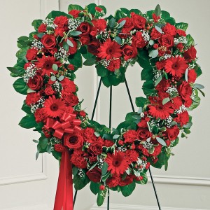 mixed red open heart  Standing Spray