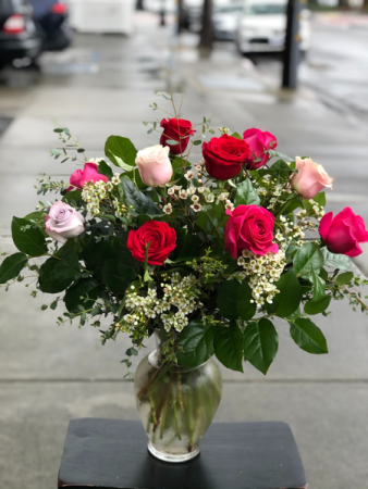 One Dozen Mixed Color Roses 