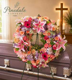 Mixed spring sympathy wreath 