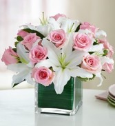 Modern Embrace™ Pink Rose & Lily Cube 