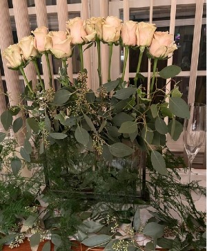 Modern In Bloom Roses  Vase Arrangement 