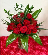 Modern red rose vase arrangement  