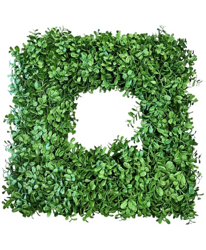 MODERNISTIC FAUX GREENERY WREATH- APPROX. 20 IN W. SILK WREATH 