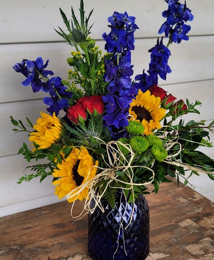 Momma's Blue Vase arrangement 