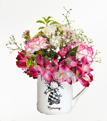 Mommy Variety of fresh cut flowers in a 16 oz. mug