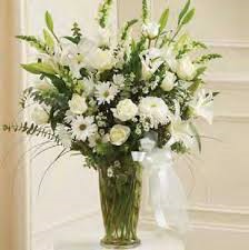 Mom's Large White Sympathy Vase Arrangement in Ventura, CA | Mom And Pop Flower Shop