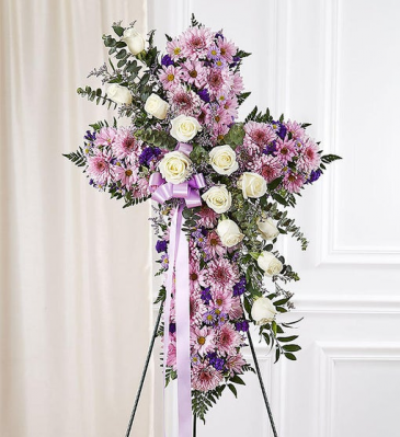 Mom's Lavender Standing Cross Exclusively at Mom & Pops in Ventura, CA | Mom And Pop Flower Shop