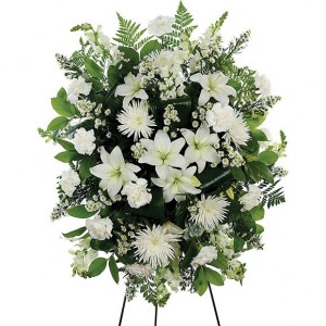 Mom's White  Standing Spray in Ventura, CA | Mom And Pop Flower Shop