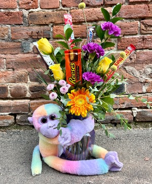 Monkeying Around Plush, candy, and fresh florals