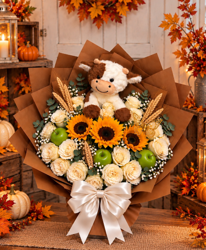 Moo-velous Autumn Love Call Us for Faster Service & Daily Specials: (915) 303-8500 Text Us to Order Anytime: (915) 505-3708 Your trusted source for Flowers & Delivery in El Paso TX 