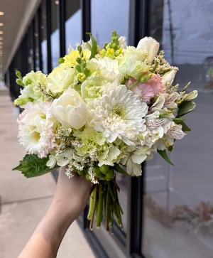Morning Dew White and Yellow  Prom Bouquet