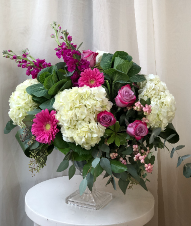 Morning Magenta  Pedastal Vase Arrangement 