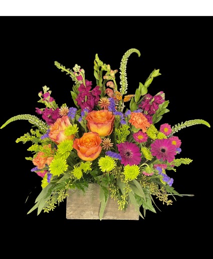 Summer Wood Box Arrangement Fresh Flowers