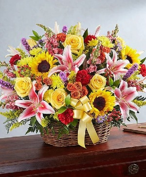 Multicolor Bright Sympathy Basket Arrangement cheerful 