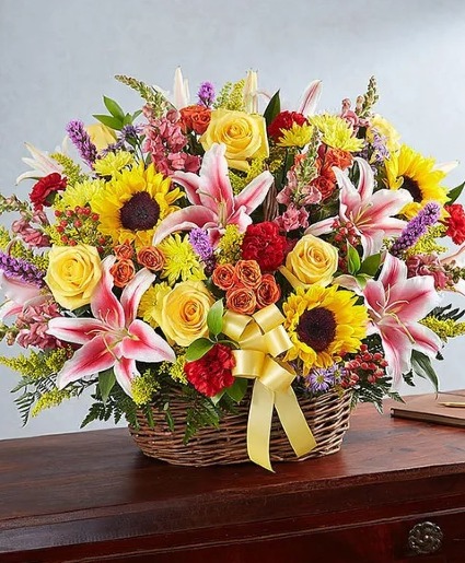 Multicolor Bright Sympathy Basket Arrangement cheerful 