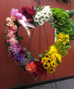 MultiColor Wreath Sympathy Hanging Spray