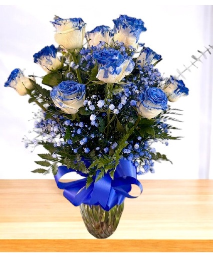 Blue Pop Rock Dozen Vase Arrangement
