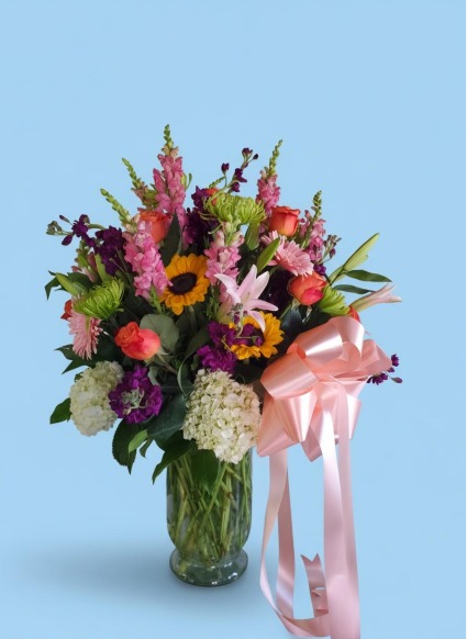 Mystic Pink Vase of Flowers