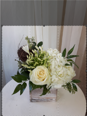 Cream Covenant  Wood Box Arrangement 
